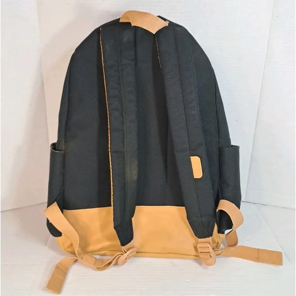 Lucky Brand Unisex Backpack Bag Gray Brown Canvas Leather Fortune Padded 17